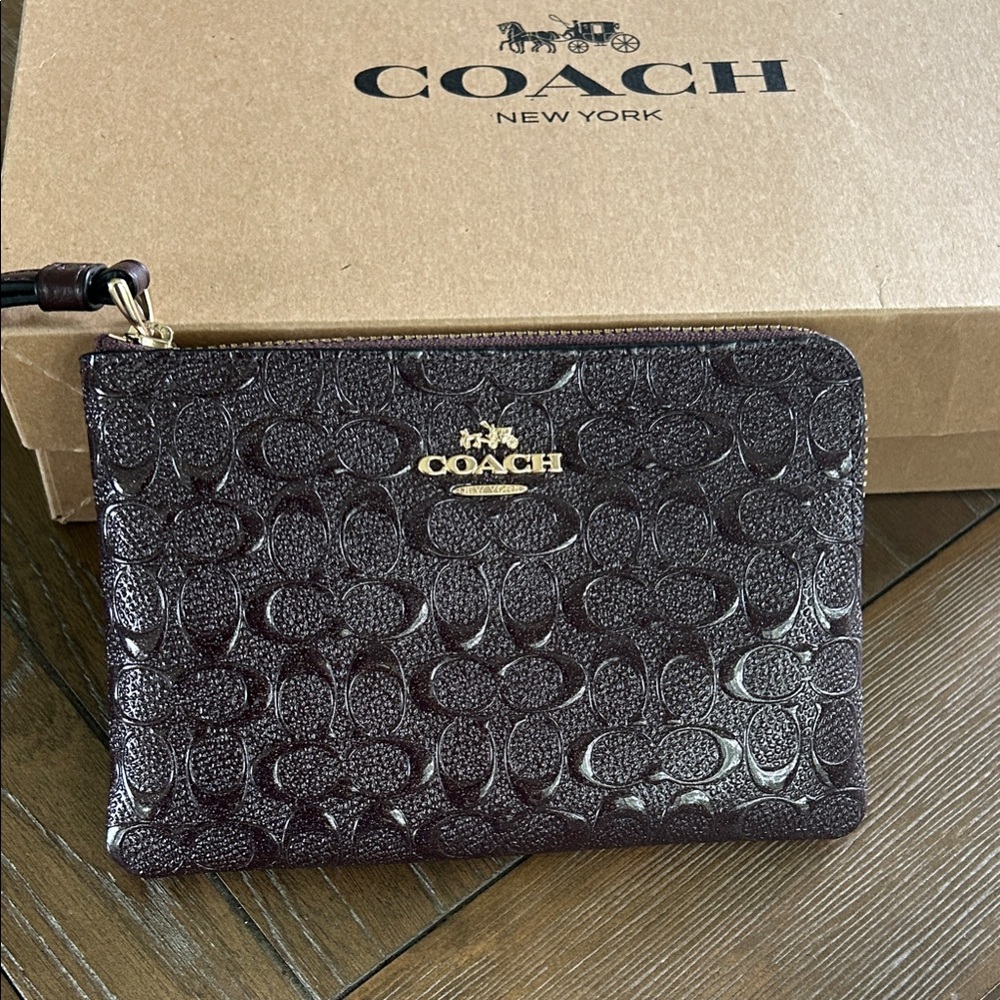 Coach Chocolate Embossed Wristlet
